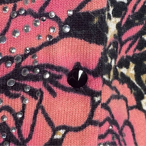Boston Proper Animal Print Floral Jewled Button Front Cardigan Women's Size M - Picture 16 of 16